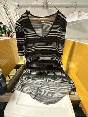 Jamie Nicole Collection Black and White Striped High-Low Hem Tunic Top